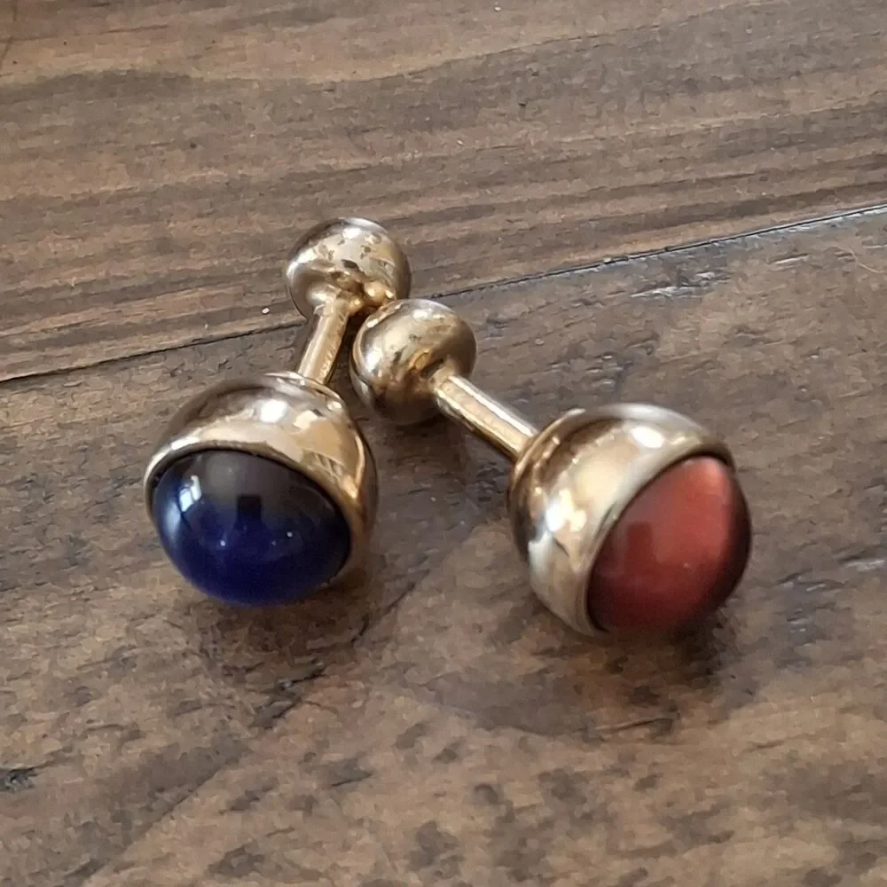 Vintage Kreisler Craft Estate Gold change o color Men Cufflinks Red & Blue Rare